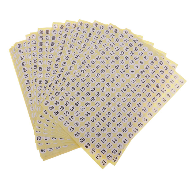 15 Sheets Number Stickers 1 to 102 Adhesive Stickers Round Number Labels  Inventory Storage Organizing Sticker